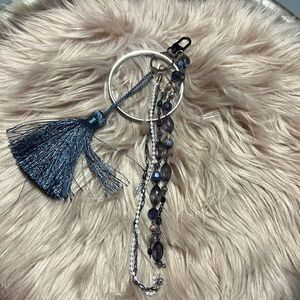 Silver Purple Blue Bangel Wristlet Key Chain
